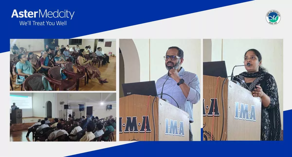 The Continuing Medical Education (CME) program organized by Aster Medcity in association with IMA Guruvayur was successfully conducted on 27th March 2026 at IMA Hall, Guruvayur. The session featured insightful presentations on Cytoreductive Surgery and HIPEC for Ovarian Cancer by Dr. Sharath Sasidharan, and Management of Non-Palpable BI-RADS 4 Lesions by Dr. Ferhana Firoz Maliyekkal. A total of 23 members attended the program, making it an engaging and academically enriching session. The presentations were